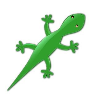 Green Gecko Cartoon Illustration PNG