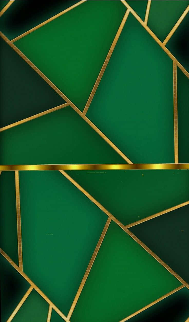 Green Geometric Patternwith Gold Lines.jpg Wallpaper