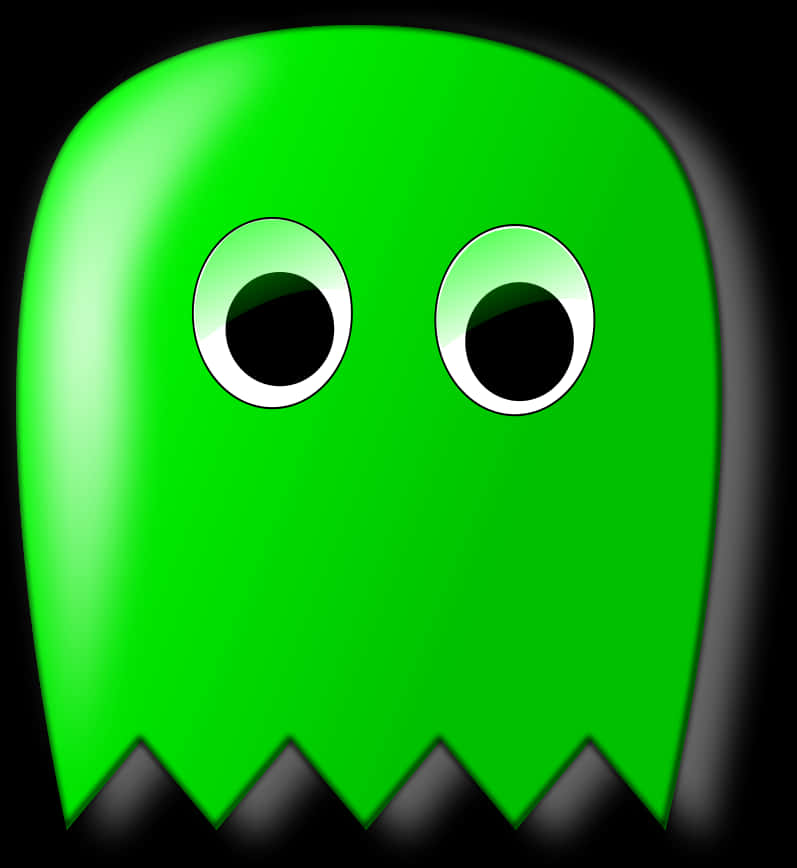 Green Ghost Pacman Character PNG