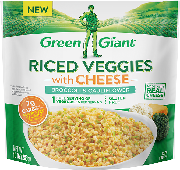 Green Giant Riced Veggies Cheese Broccoli Cauliflower Package PNG