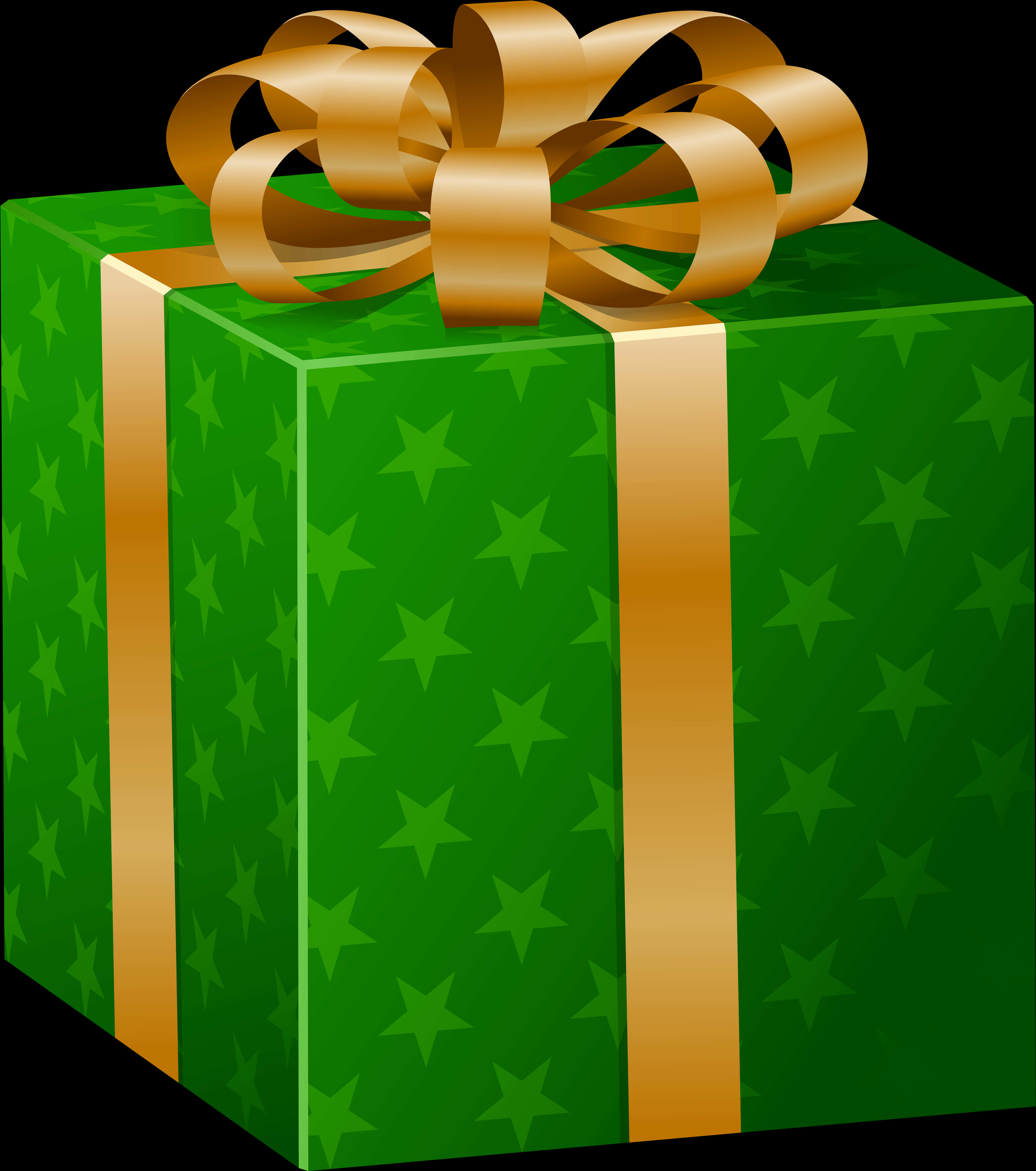 Green Gift Boxwith Golden Ribbon PNG