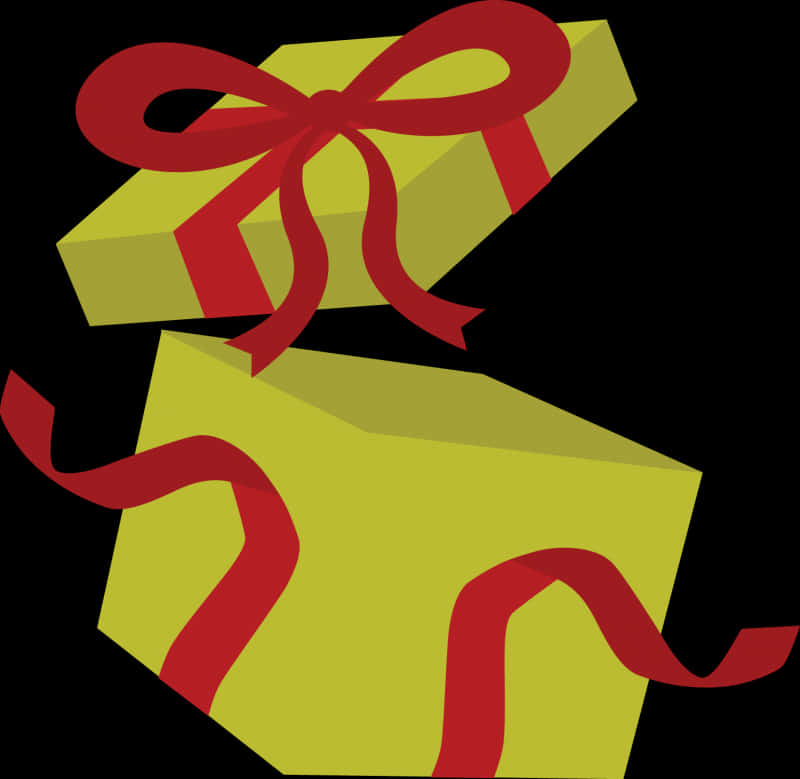 Green Gift Boxwith Red Ribbon PNG