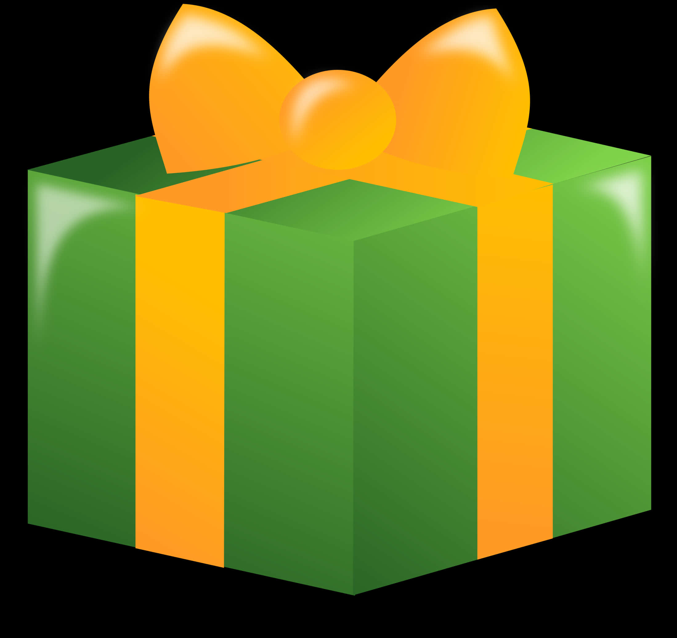 Green Gift Boxwith Yellow Ribbon PNG