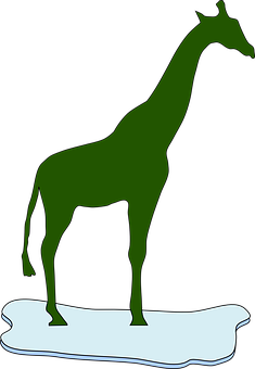 Green Giraffe Silhouette Graphic PNG