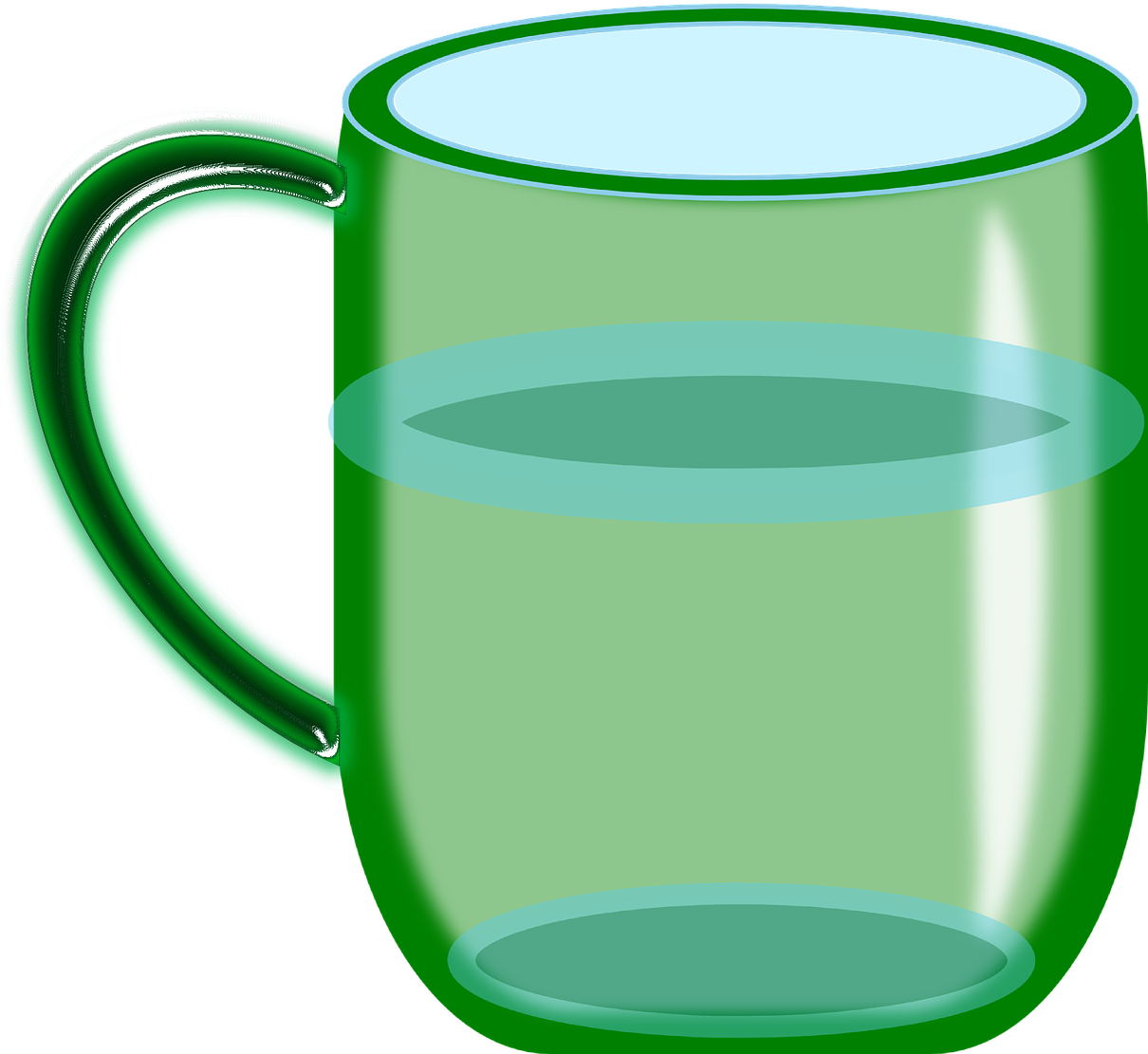 Green Glass Mug Fullof Water PNG