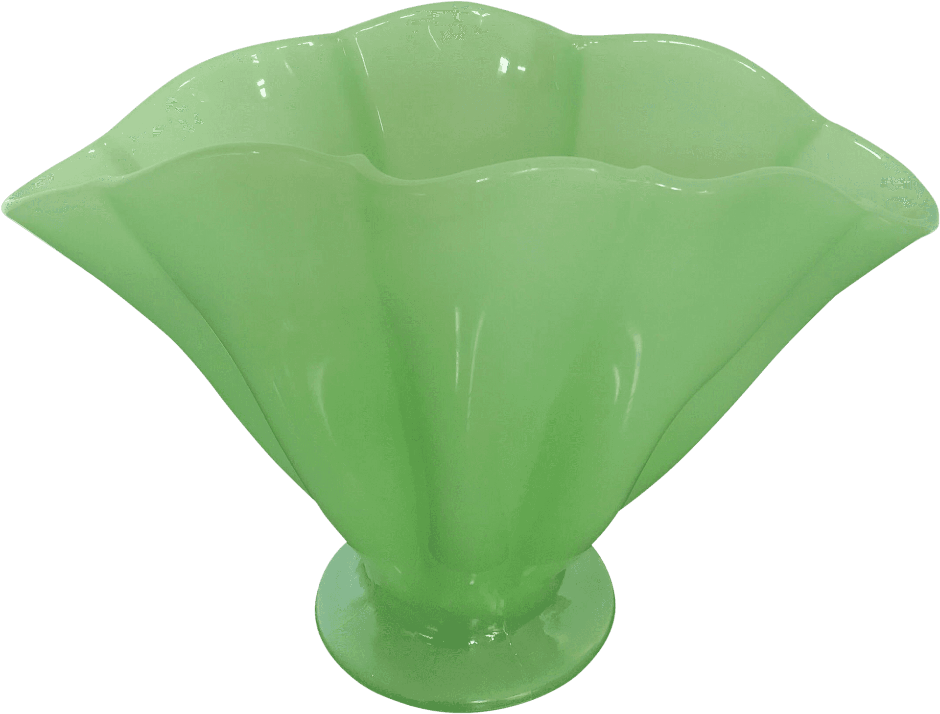 Green Glass Vase Fluted Design PNG