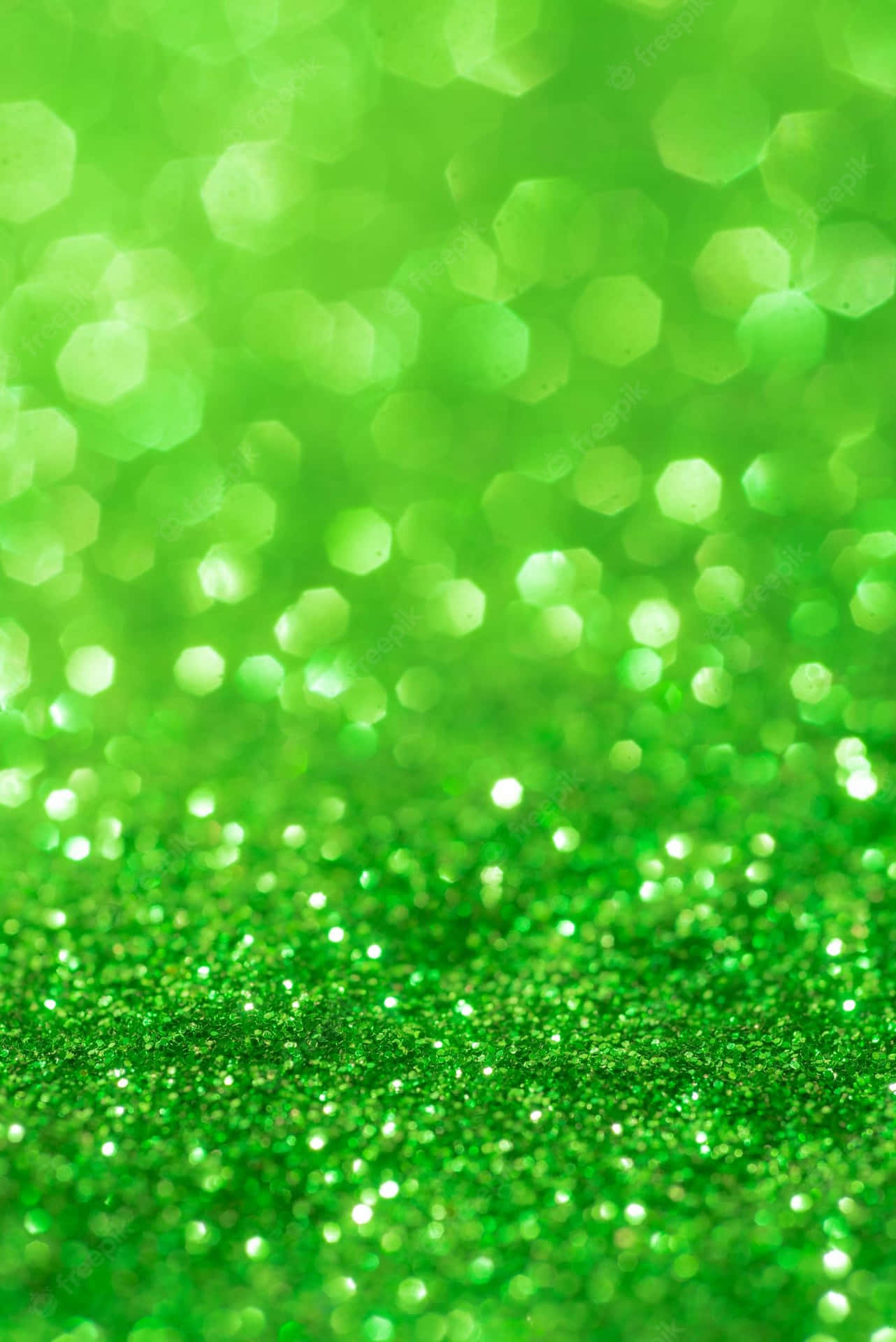 Lime Green Glitter Background With Bokeh Effects