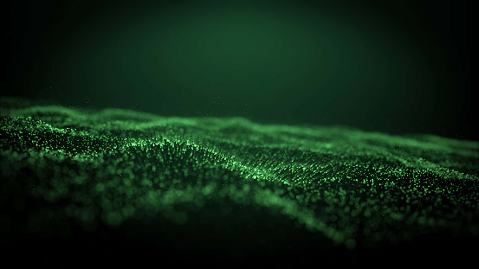Abstract Waves Green Glitter Background
