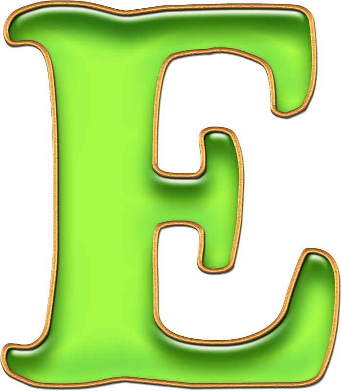 Green Glossy Letter E PNG
