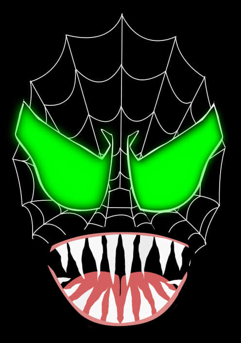 Green Glow Spiderman Face Art PNG