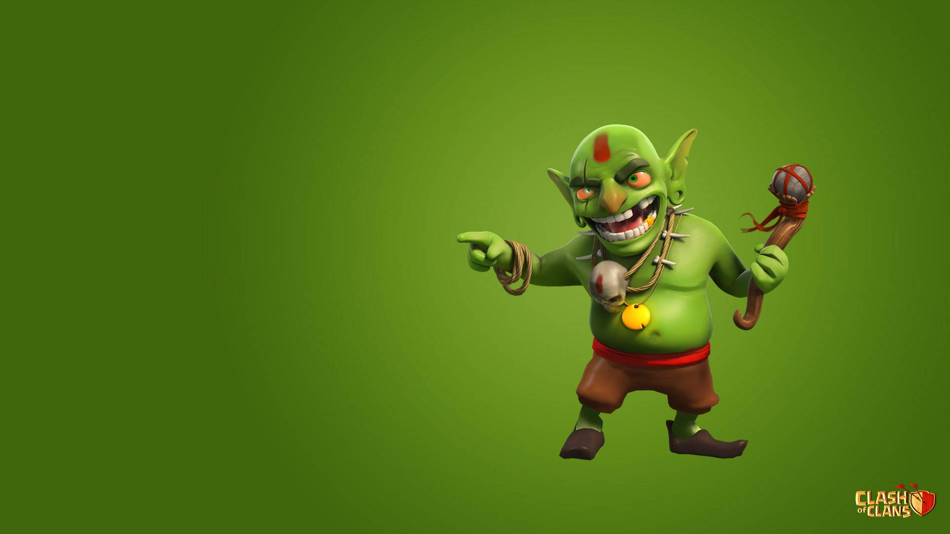 Green Goblin Laughing Clash Of Clans Background