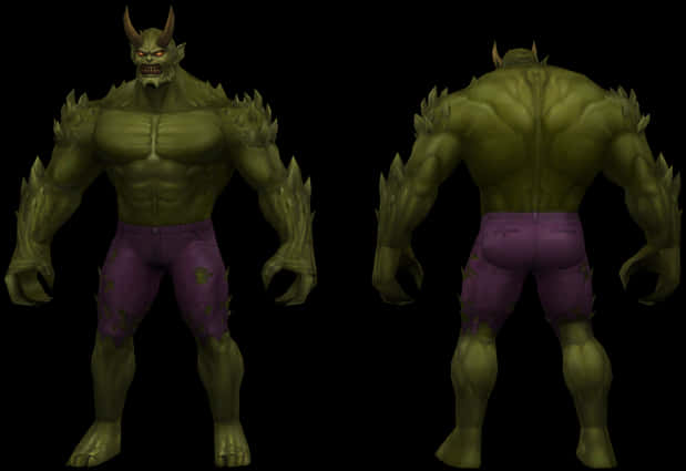 Green Goblin Monstrous Form Frontand Back PNG