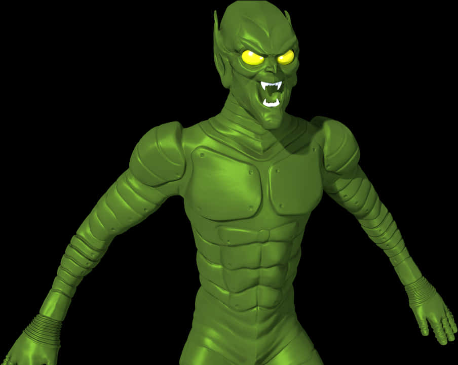 Green Goblin3 D Model Portrait PNG