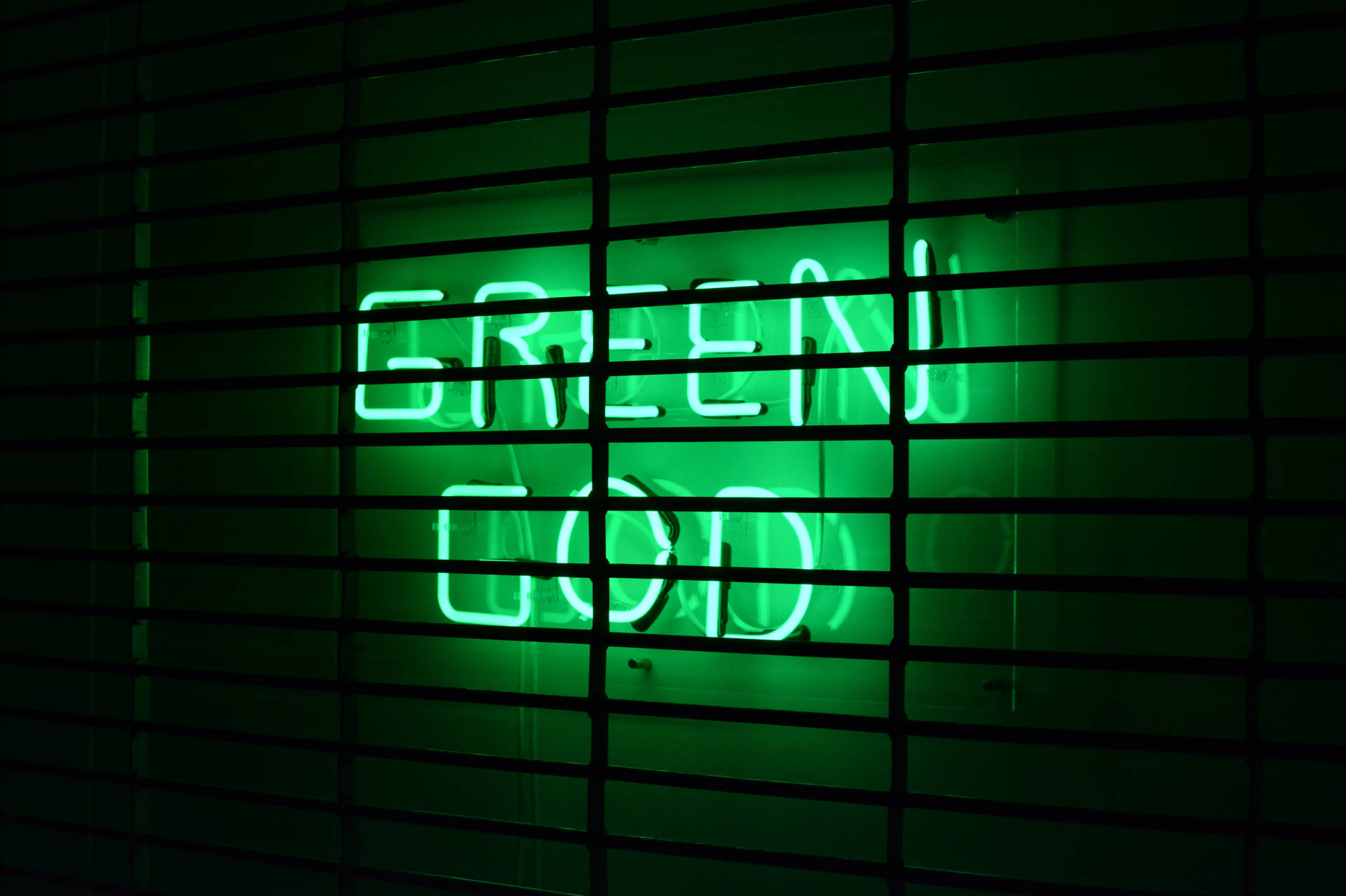 Green God Neon Green Signage Wallpaper