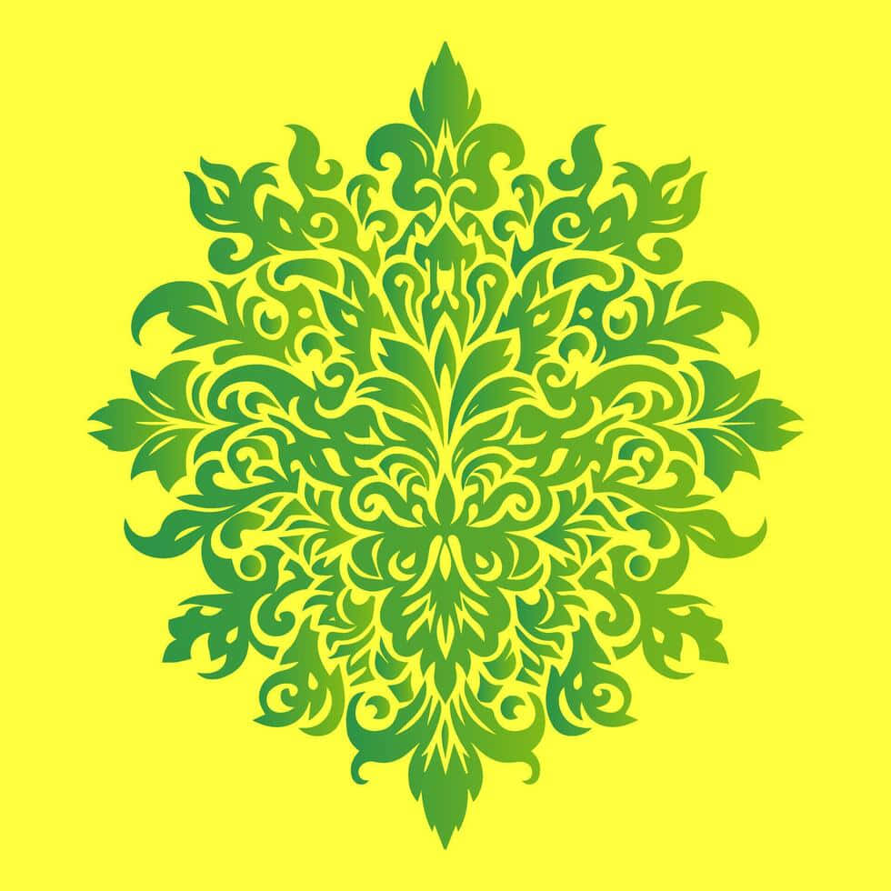 Green Gold Floral Mandala Pattern Wallpaper