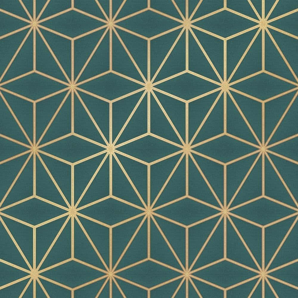 Green Gold Geometric Pattern Wallpaper