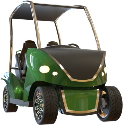Green Golf Cart3 D Model PNG