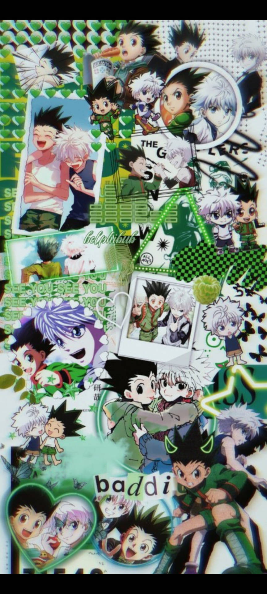 Green Gon And Killua Collage Wallpaper
