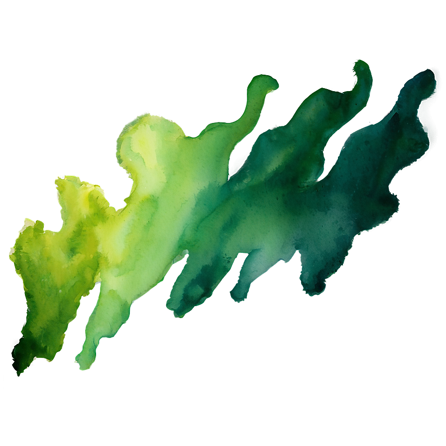 Green Gradient Watercolor Streak Png Tft PNG