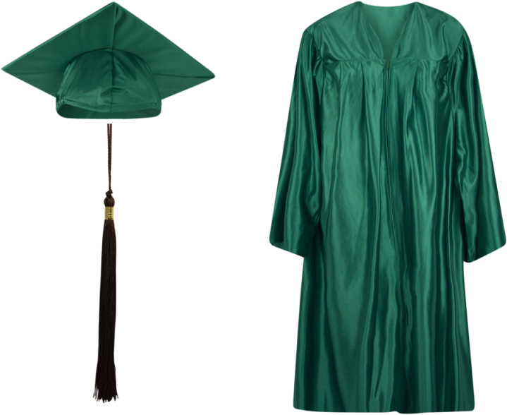Green Graduation Capand Gown PNG