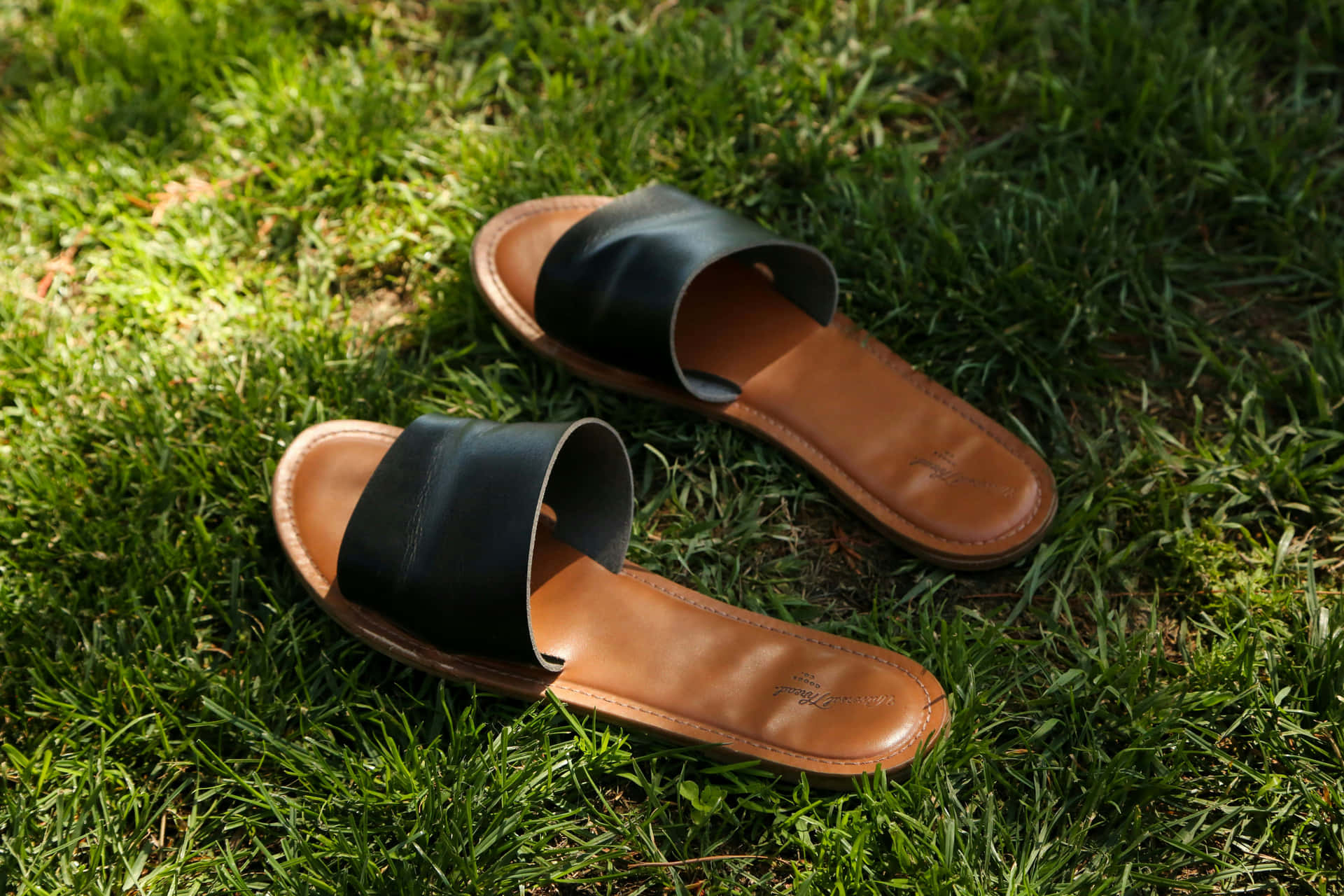 Green Grass Brown Sandals Wallpaper