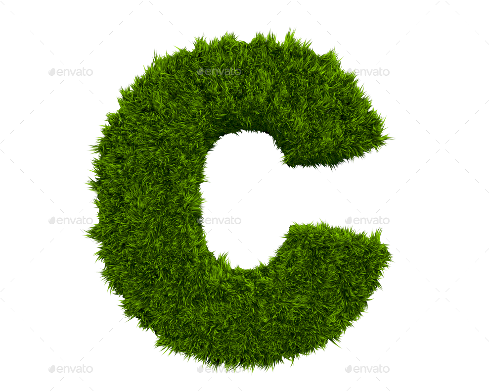 Green Grass Letter C3 D PNG