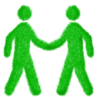 Green Grass People Holding Hands PNG