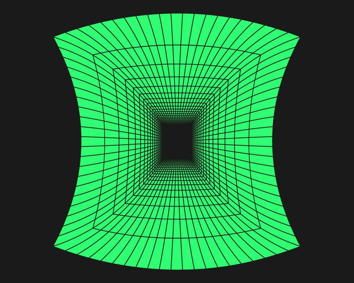 Green Grid Cyber Tunnel Wallpaper