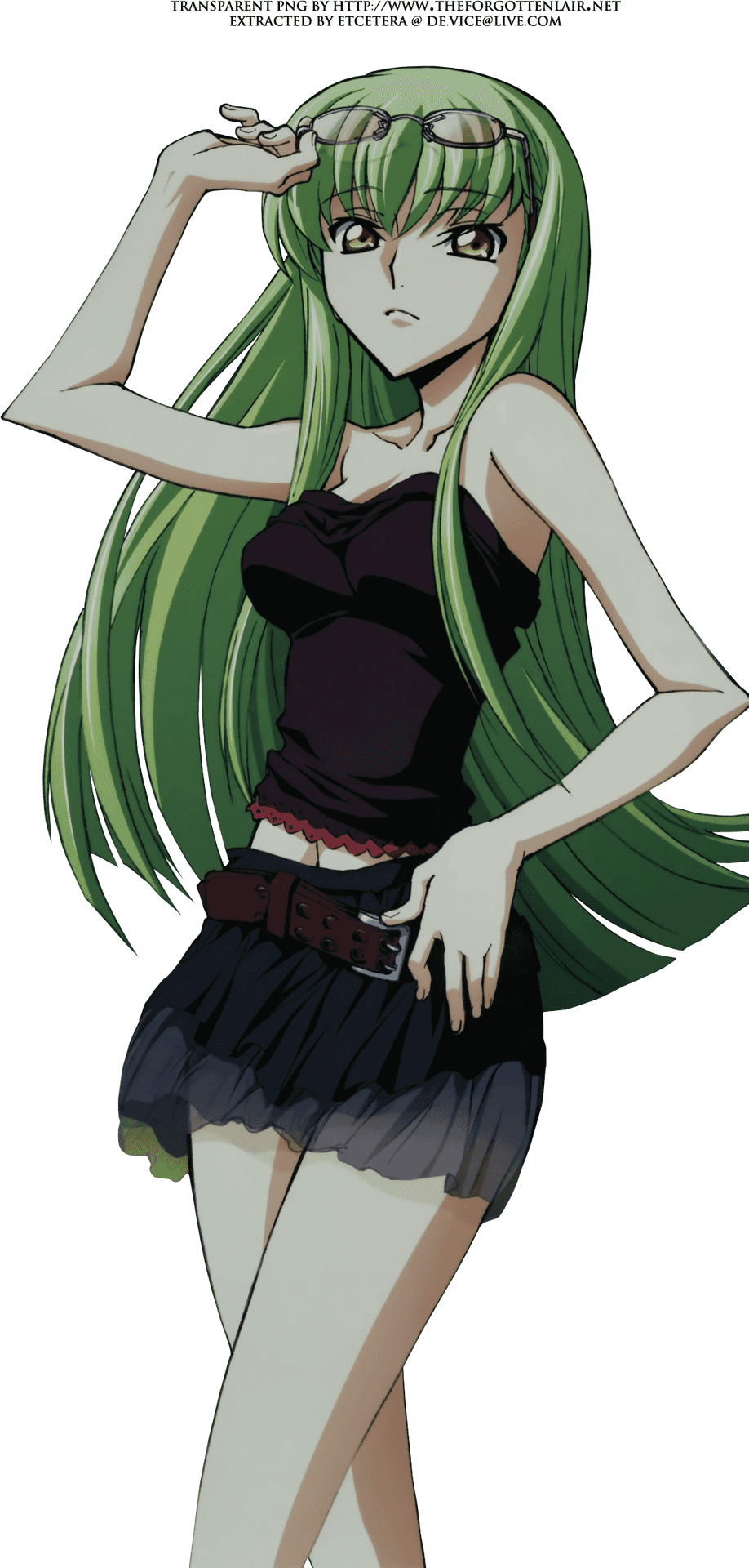 Green Haired Anime Girl Pose PNG