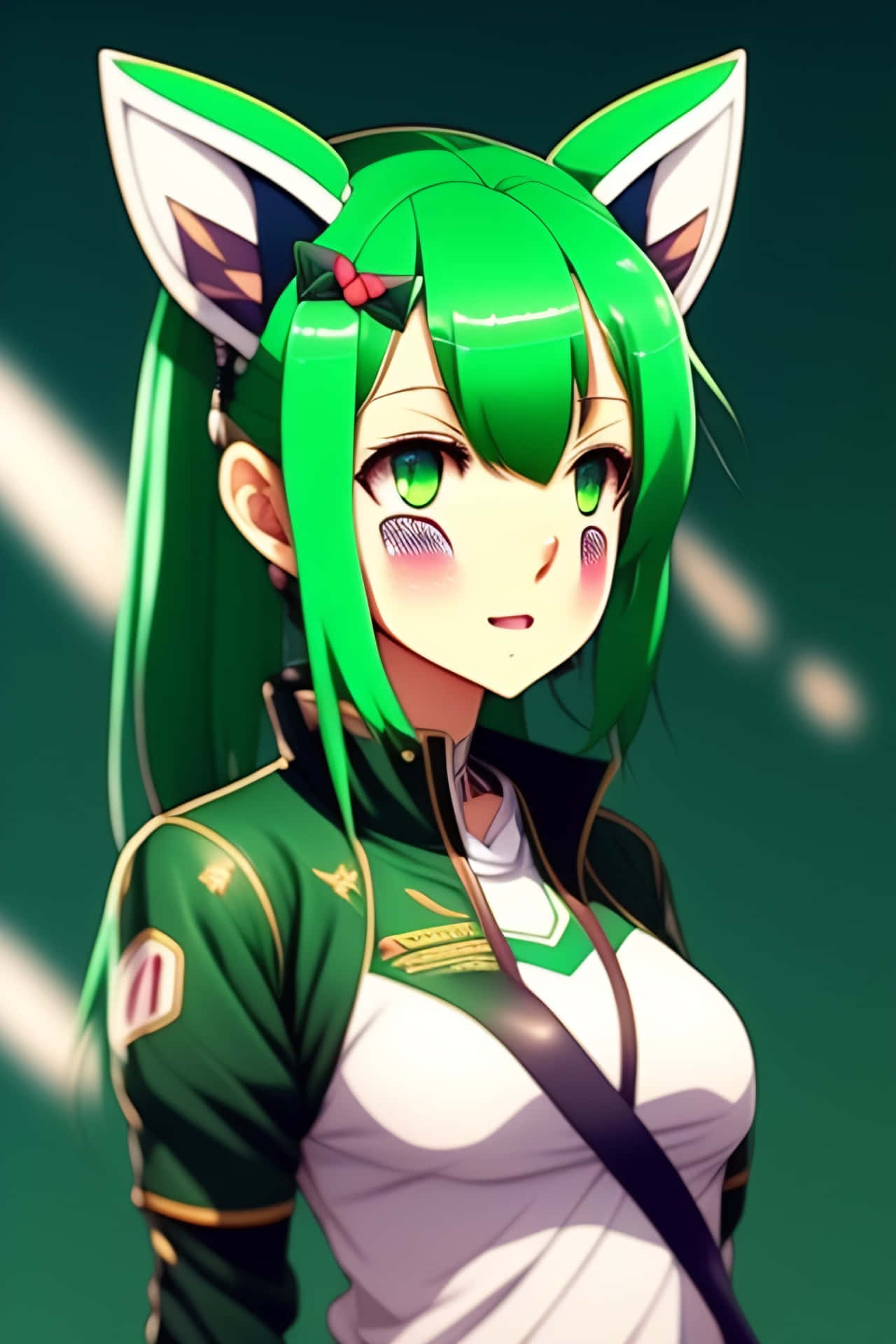 Green Haired Anime Girlwith Ears Wallpaper