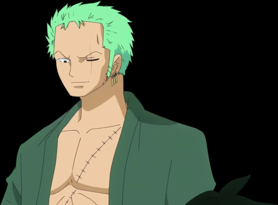 Green Haired Anime Swordsman Zoro PNG