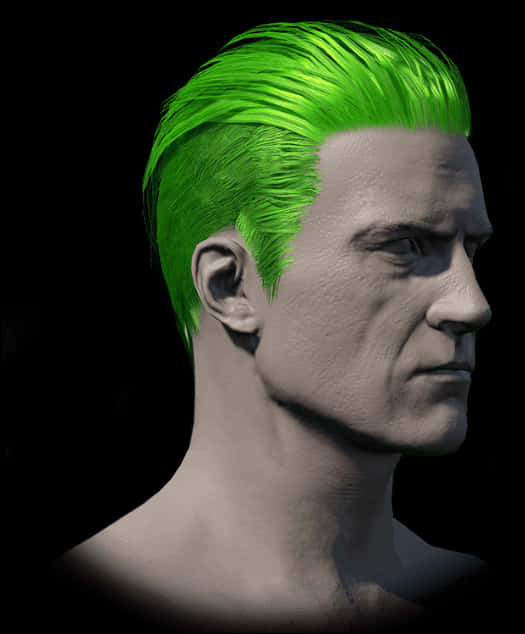 Green Haired Character Profile PNG