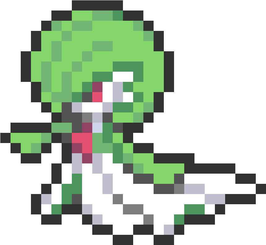 Green Haired Pixel Art Character PNG