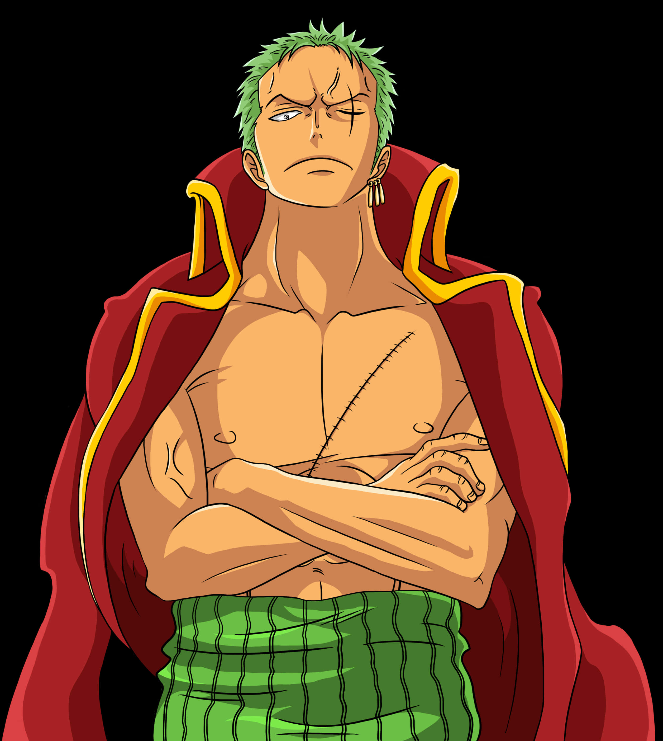 Zoro One Piece Confident Stance PNG