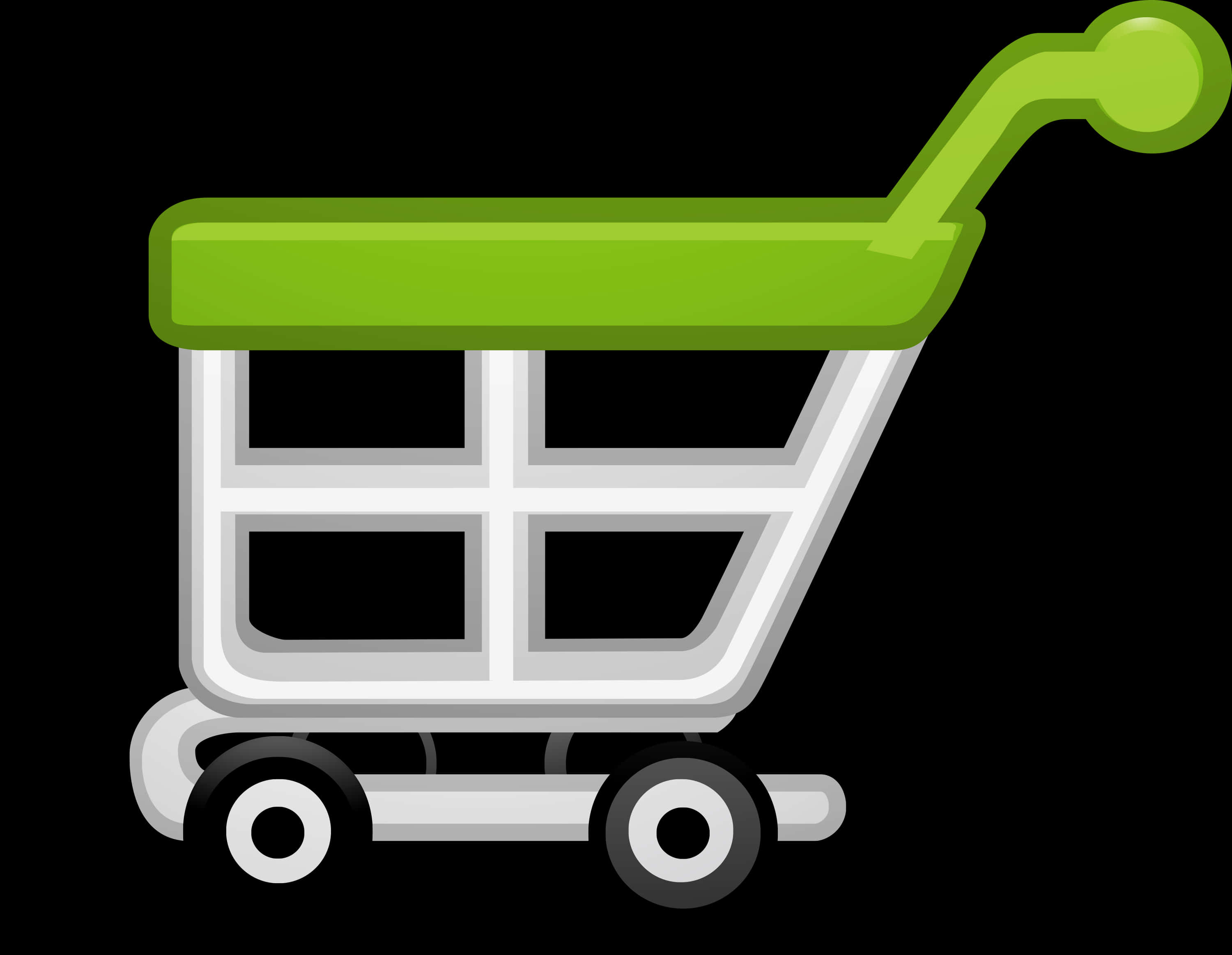 Green Handled Shopping Cart Icon PNG