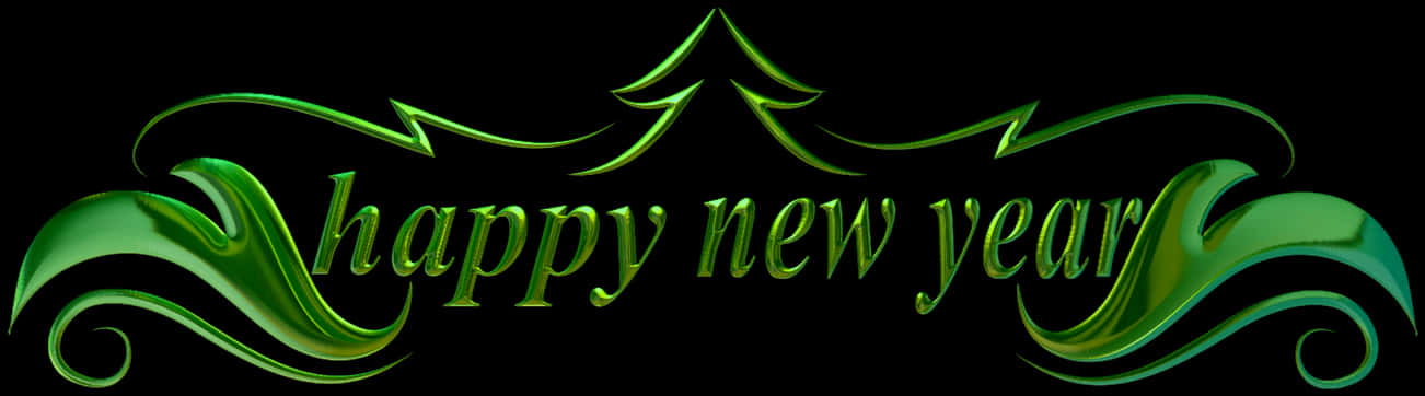 Green Happy New Year Graphic PNG