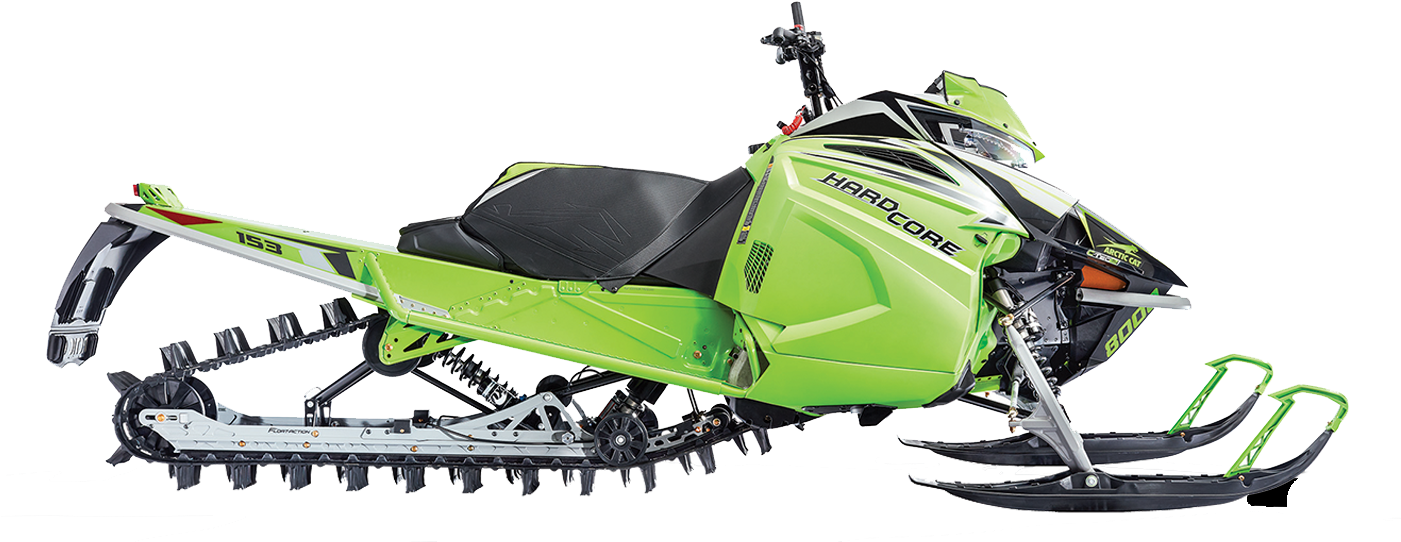 Green Hardcore Snowmobile Side View PNG