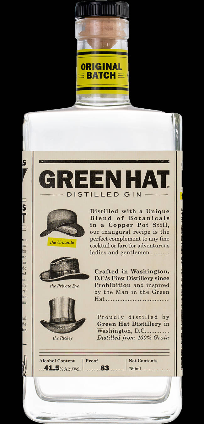 Botellade Ginebra De Sombrero Verde. Fondo de pantalla