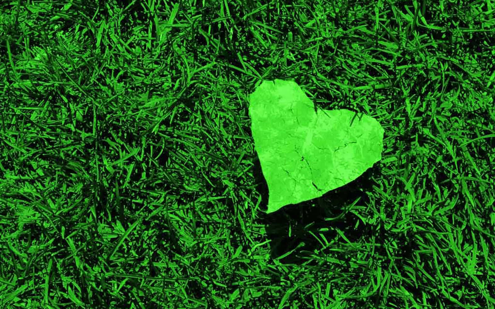 A Vibrant Green Heart Shaped Background