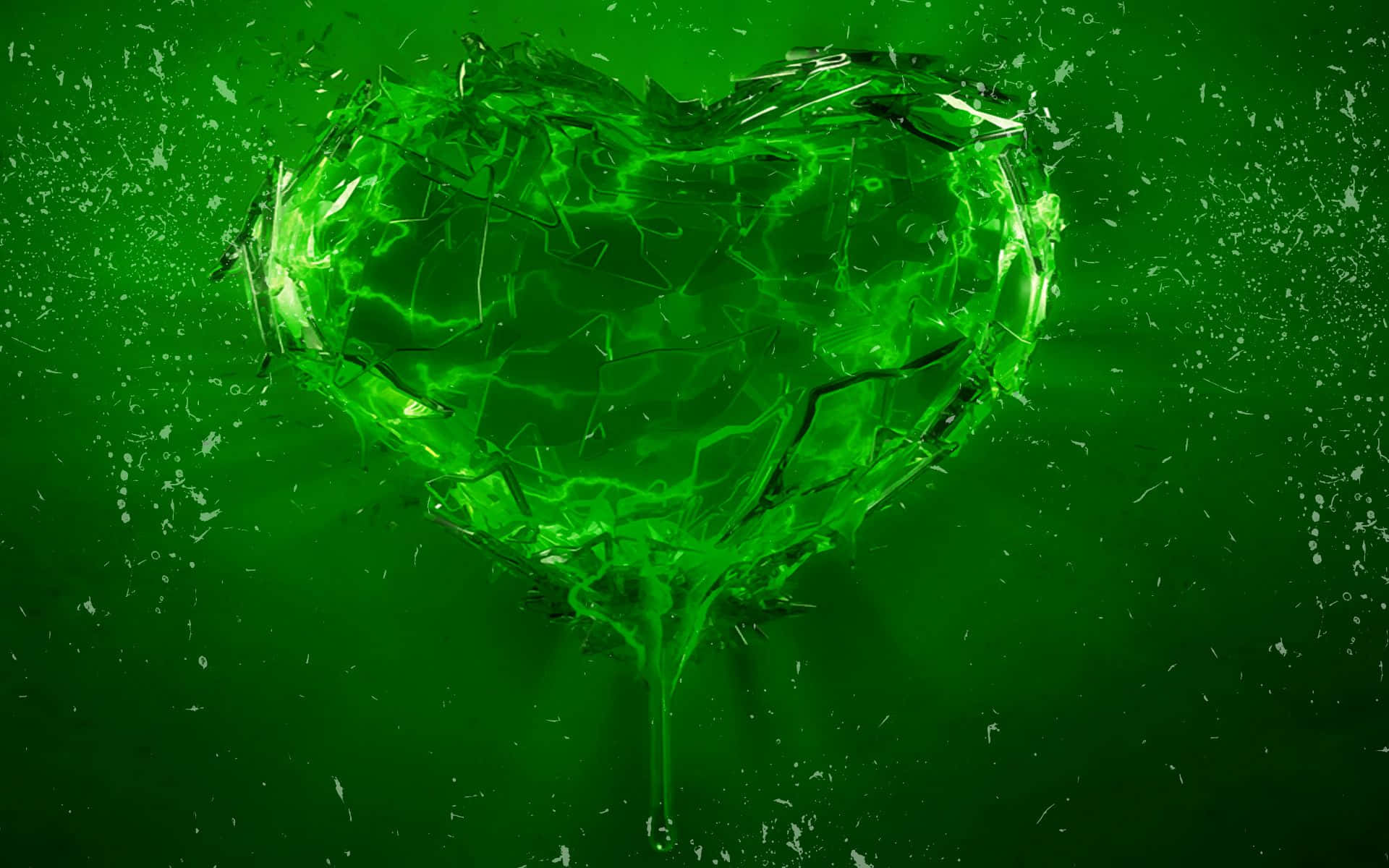 Vibrant Green Heart on Abstract Background