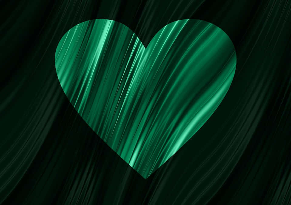 Green Heart on a Black Background