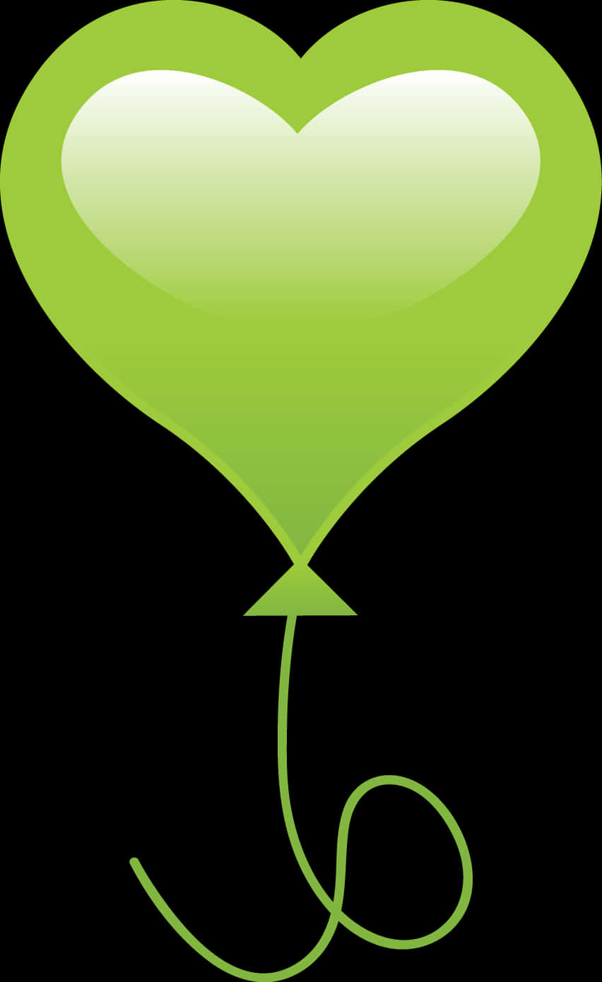 Green Heart Balloon Graphic PNG