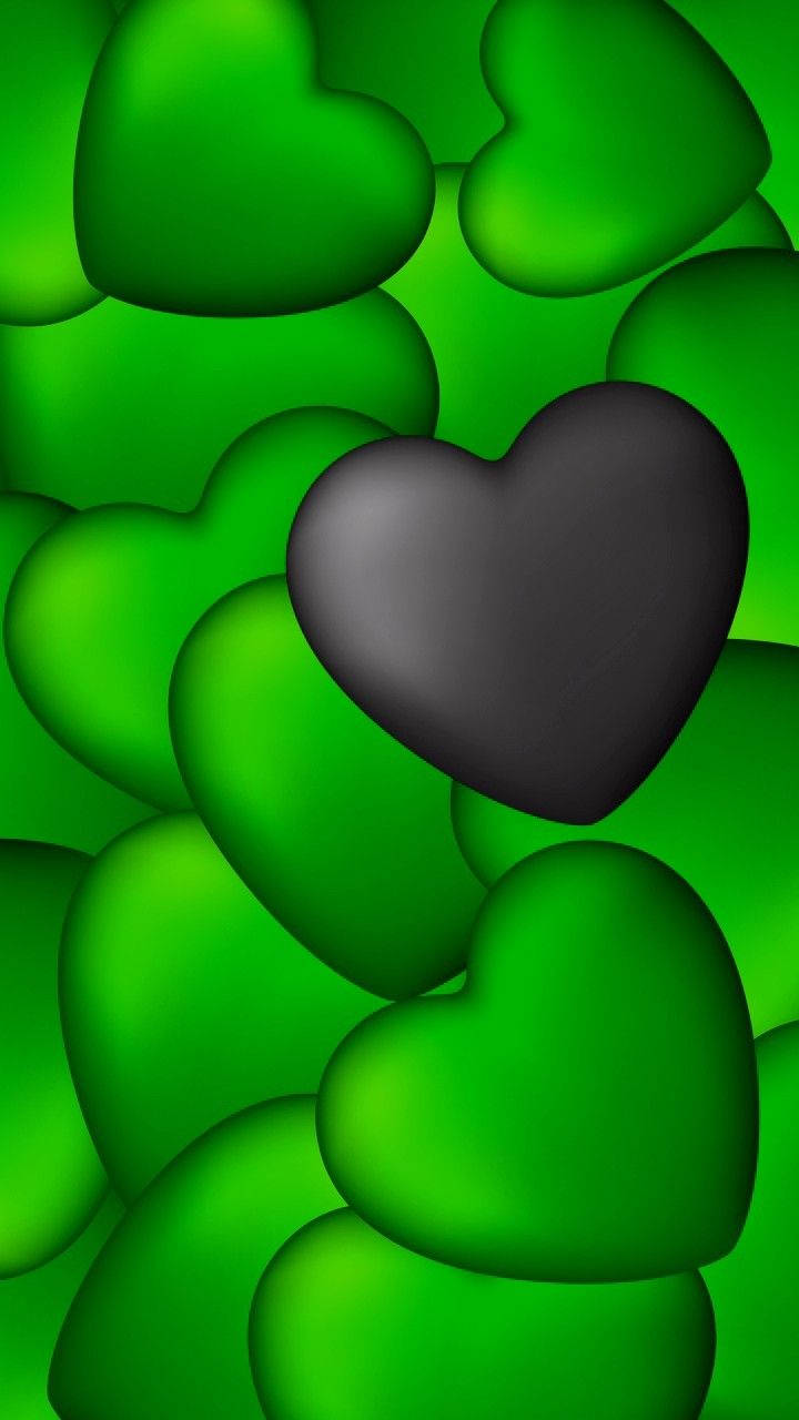 Green Heart Black Wallpaper