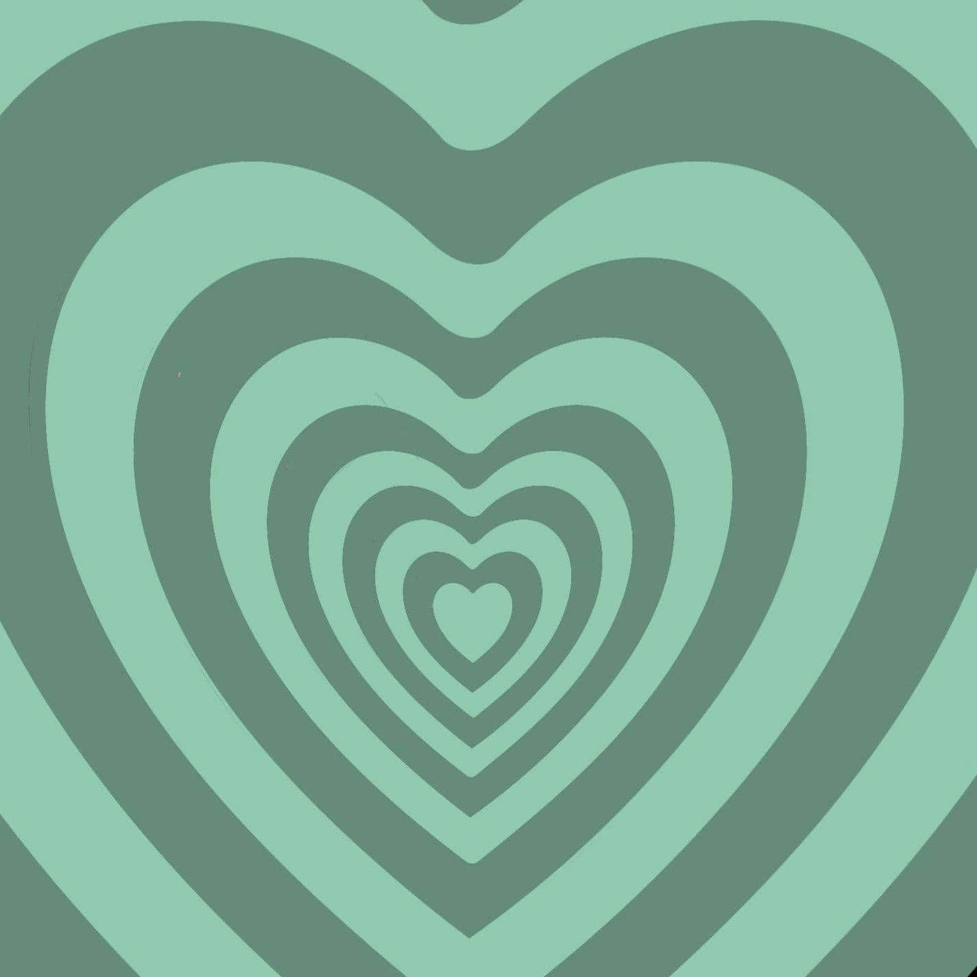 Green Heart Concentric Waves Wallpaper