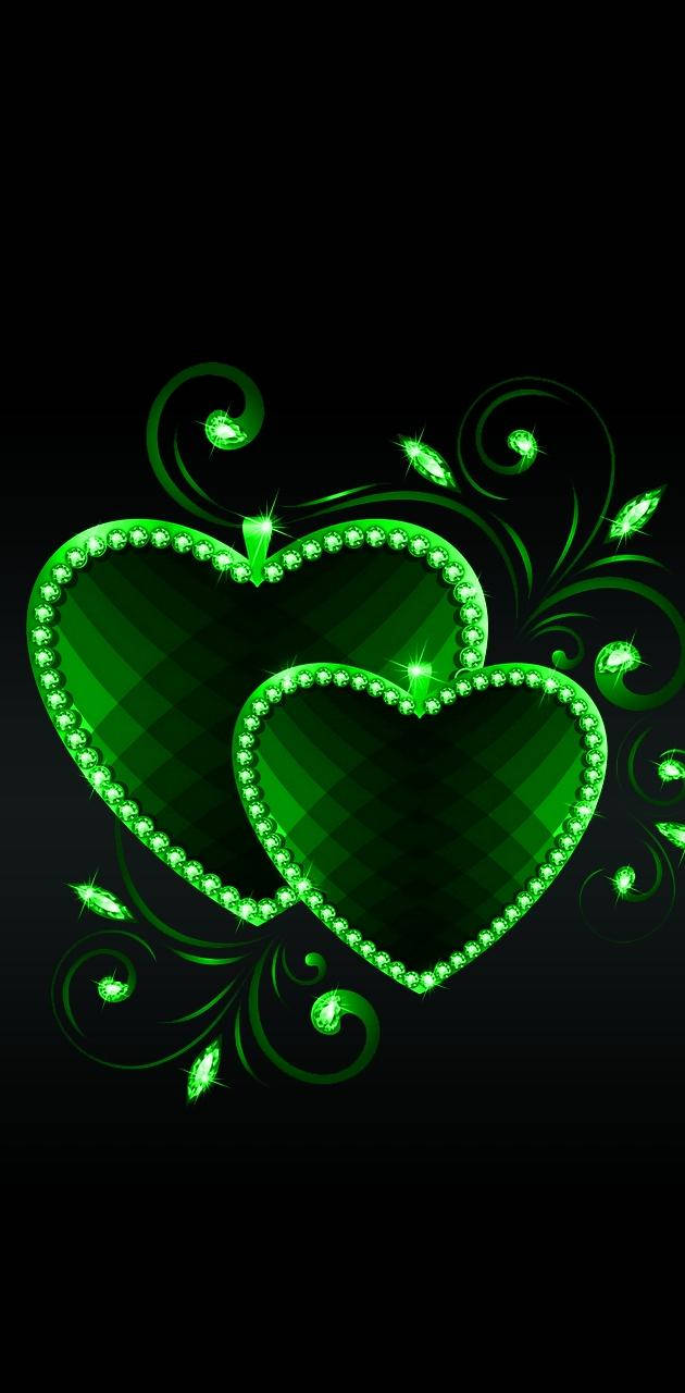 Green Heart Green Lining Wallpaper