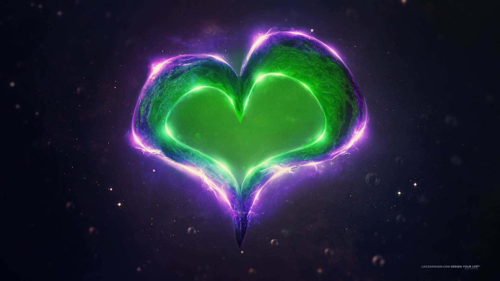 Green Heart Lilla Linje Wallpaper