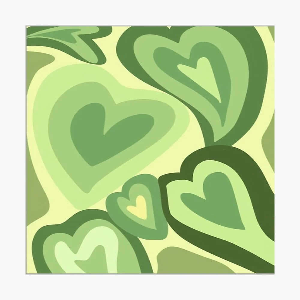 Green Heart Pattern Y2 K Aesthetic Wallpaper