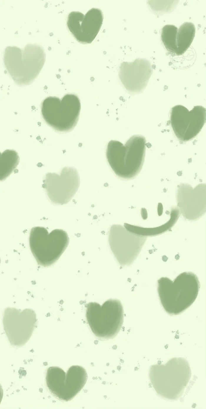 Green Hearts Pattern Aesthetic Wallpaper Wallpaper