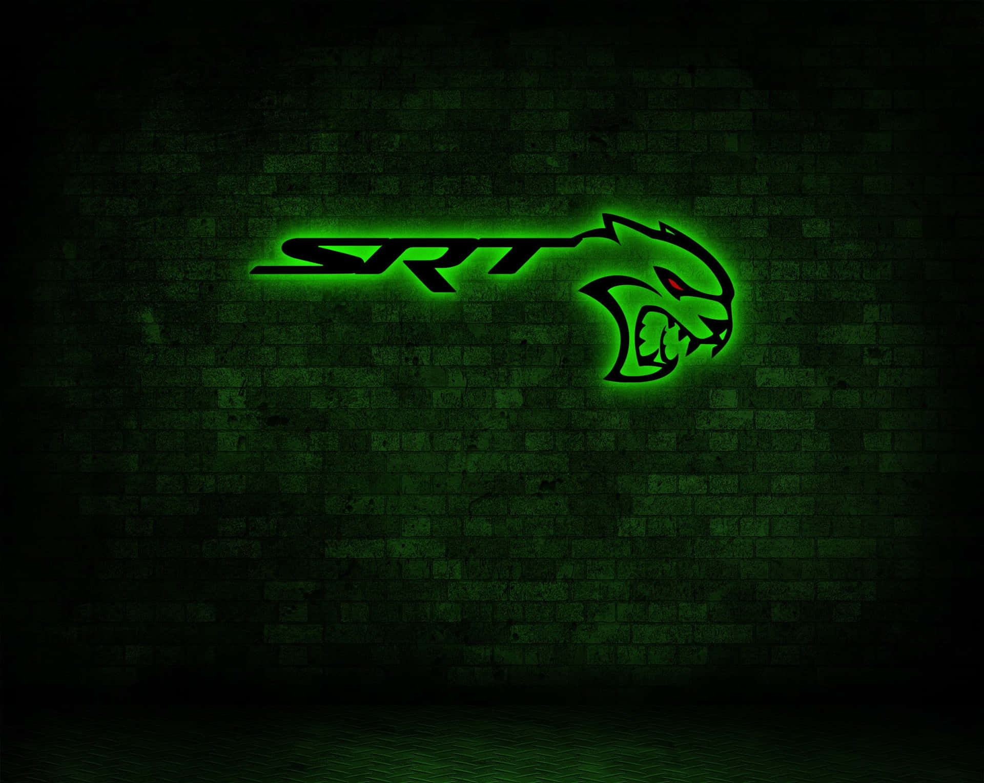 Green Hellcat Redeye Logo Neon Wall Wallpaper