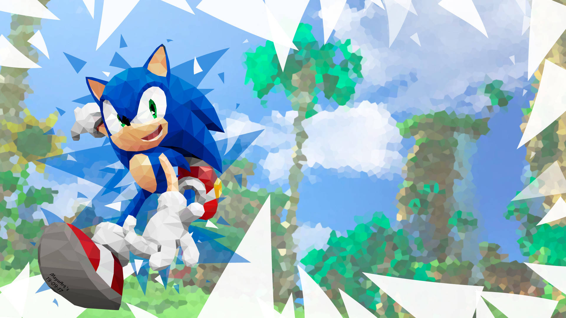 Green Hill Zone Mosaic With Sonic Wallpaper
